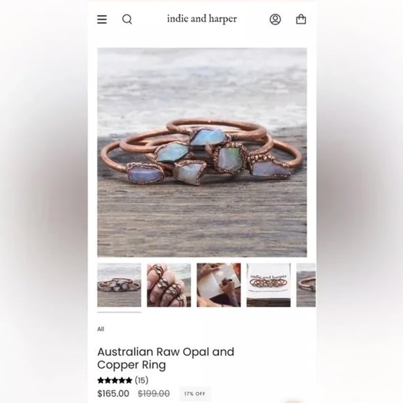 INDIE AND HARPER Australian Raw Opal and Copper Ring - Picture 2 of 6